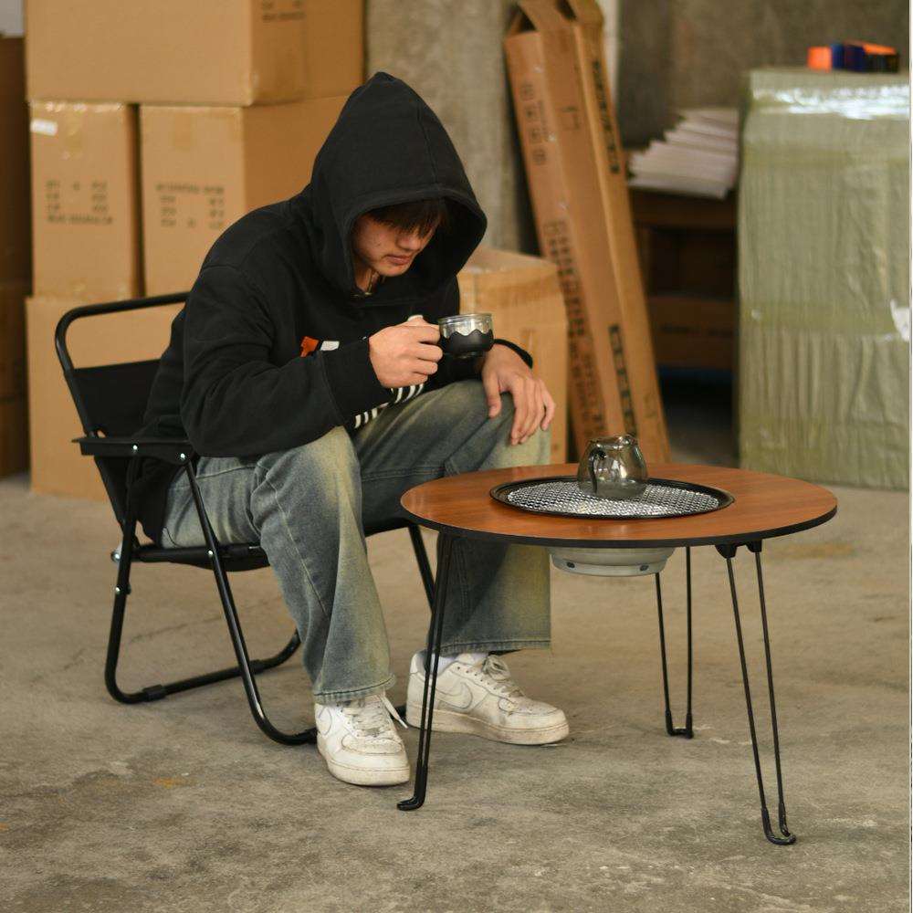 顾升围炉折叠冰茶桌子煮茶庭院家用烤火盆户外炭火炉烧烤炉烤肉桌图片