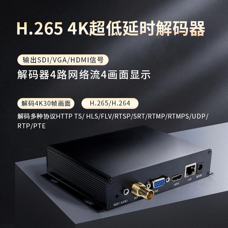 sdi h.265 h.264 h265 hdmi vga 组播解码超低延迟4K视频解码器