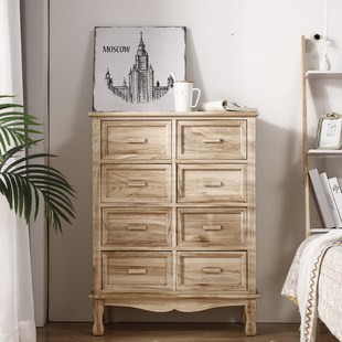 欧式 加厚实木八斗柜卧室家具全木抽屉收纳斗柜客厅储物柜八斗橱柜