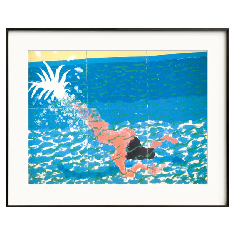 游泳池B组 大卫霍克尼 阁楼美术馆客厅装饰画沙发墙挂画金属画框