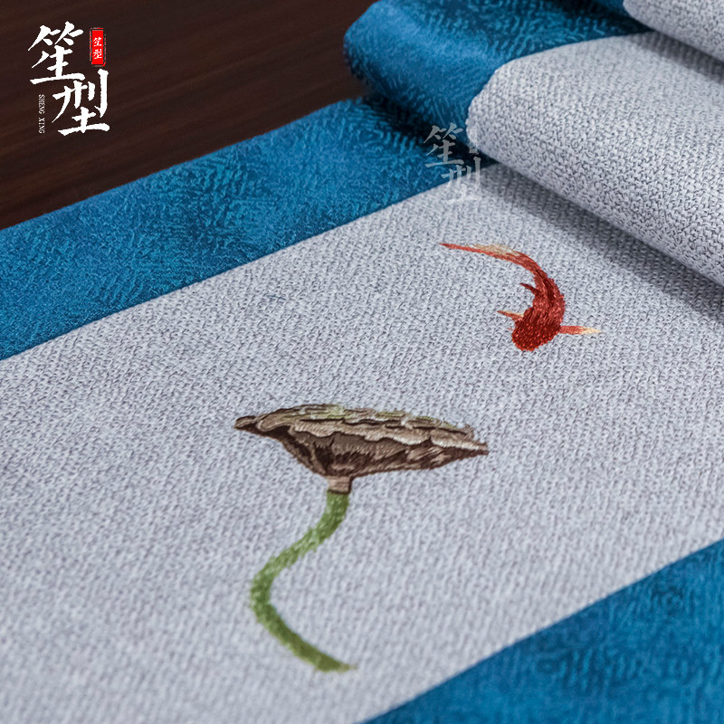 新古典桌旗连年有余客厅新中式红木实木餐桌茶几布艺桌布床旗定制