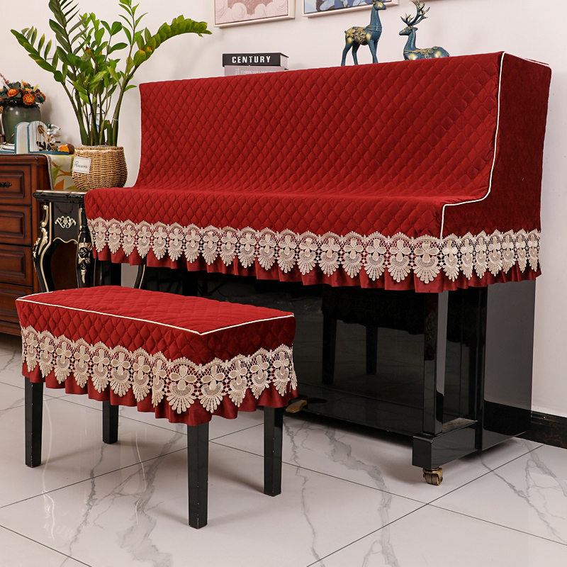 半包钢琴防尘罩高档钢琴罩半罩加厚丝绒钢琴盖布钢琴凳套罩可定制