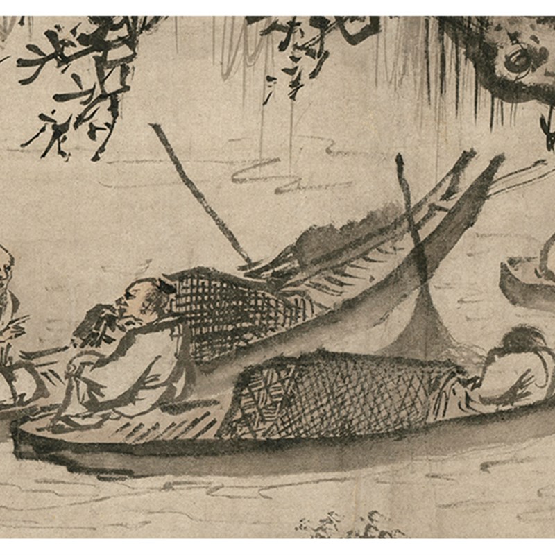 明 吴伟 渔乐图 古代山水画 人物画立轴挂画宣纸高清复制装饰画