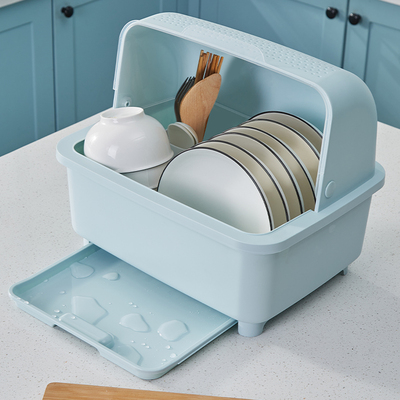 厨房沥水碗柜带盖放碗箱碗碟收纳架家用小型碗筷收纳盒碗盘置物架