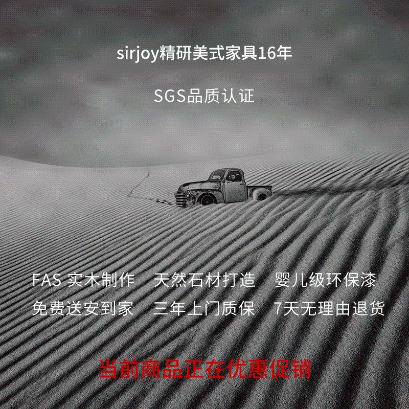 美式乡村实木餐桌椅组合多功能圆形带转盘家用省空间大理石大圆桌