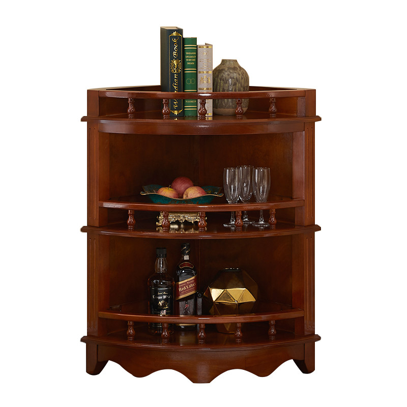 欧式实木置物架餐厅客厅墙角卧室转角柜矮柜餐边三角柜收纳整理架