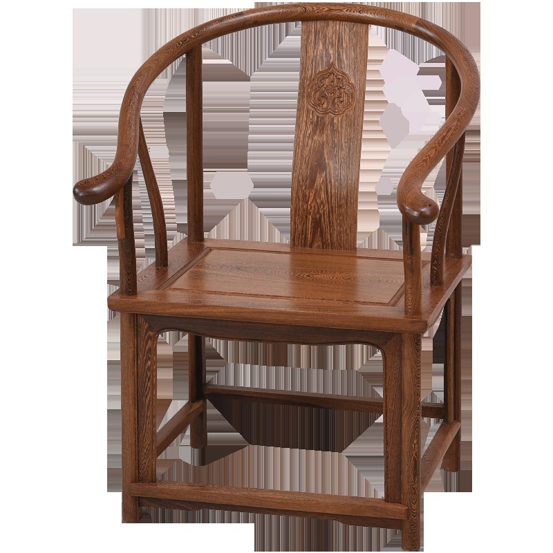 红木家具 鸡翅木太师椅 中式实木圈椅仿古皇宫椅原木书房书桌椅子