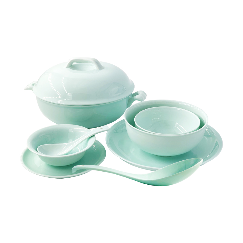 鲁青瓷陶瓷餐具套餐盘碗2 4 6件套家用陶瓷餐具陶瓷套装赠送筷子