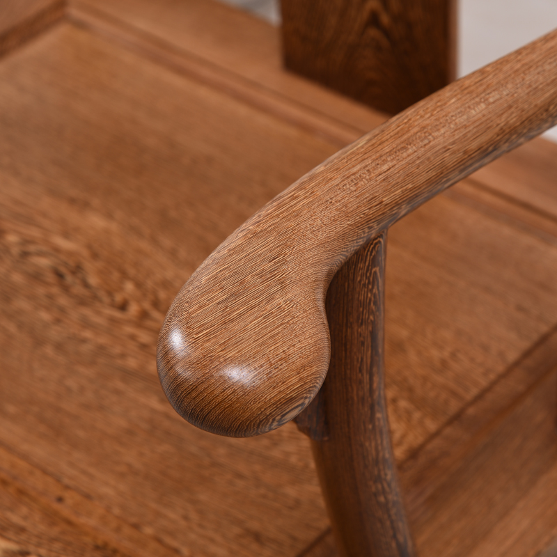 红木家具 鸡翅木官帽椅 中式实木太师椅仿古皇宫椅 茶椅 单人椅子