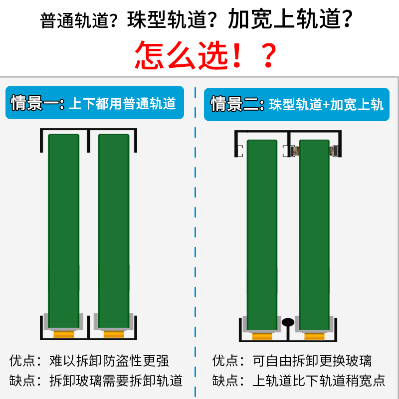 山字型双槽轨道8-10mm厘玻璃移门滑道推拉趟门导轨橱柜展示柜滑槽