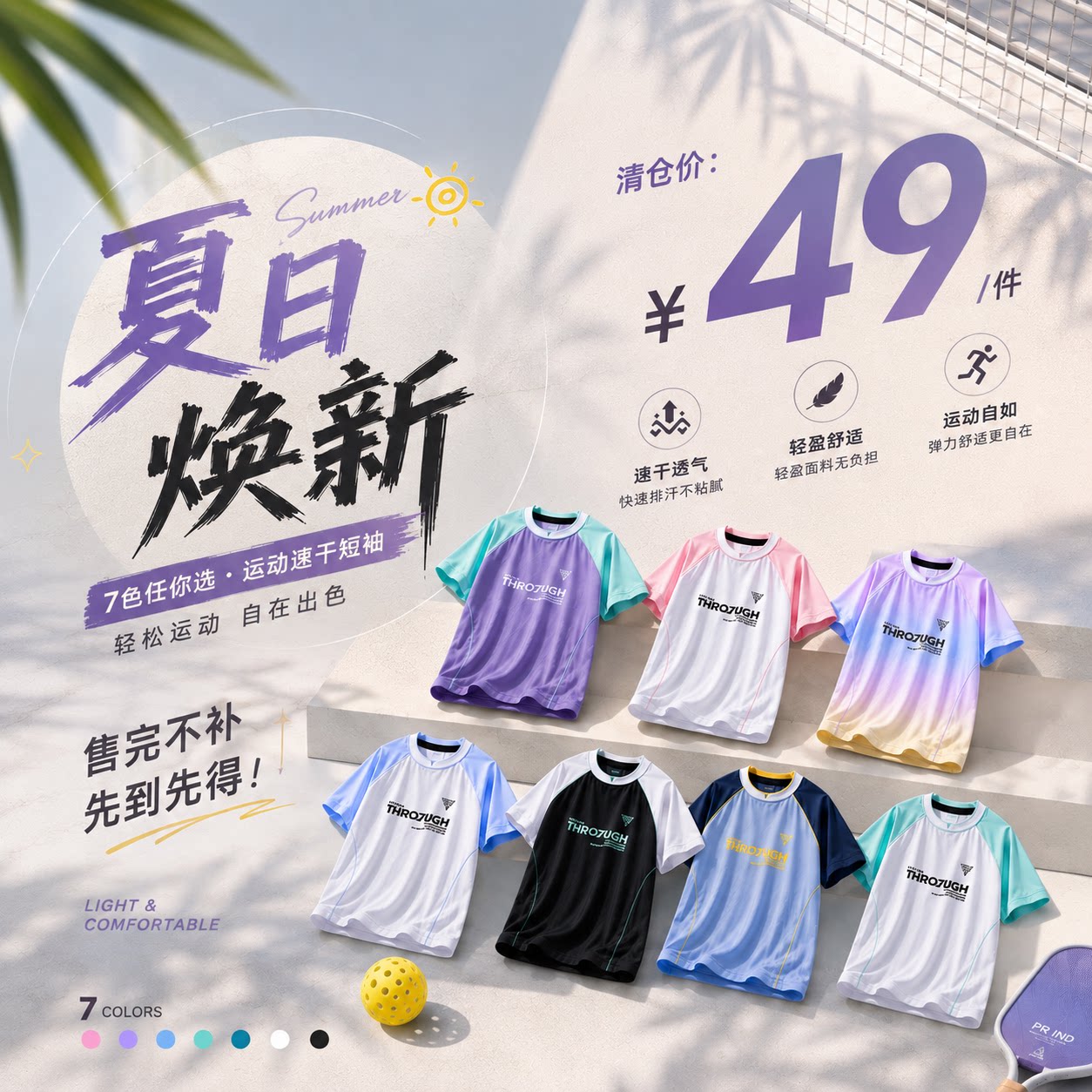 浦锐新款羽毛球服速干吸汗短袖图片