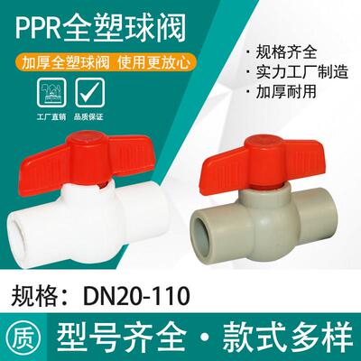 PPR塑料球阀全塑球阀内径20-110平口阀门热熔阀门开关承插焊接