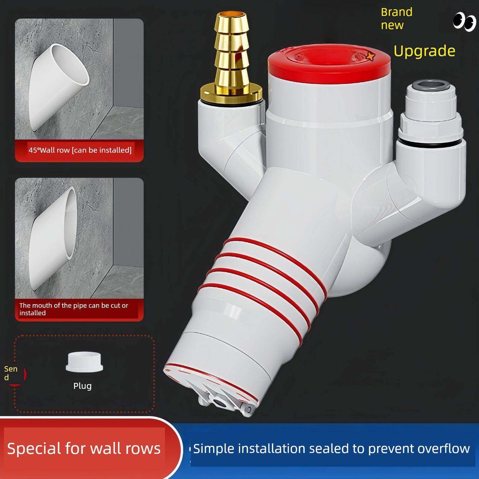 45度墙排水管三通排水管洗衣机扫地机专用接头止回阀防臭神器,家装主材,下水器,淘宝优惠券,粉丝福利购,淘宝优惠卷