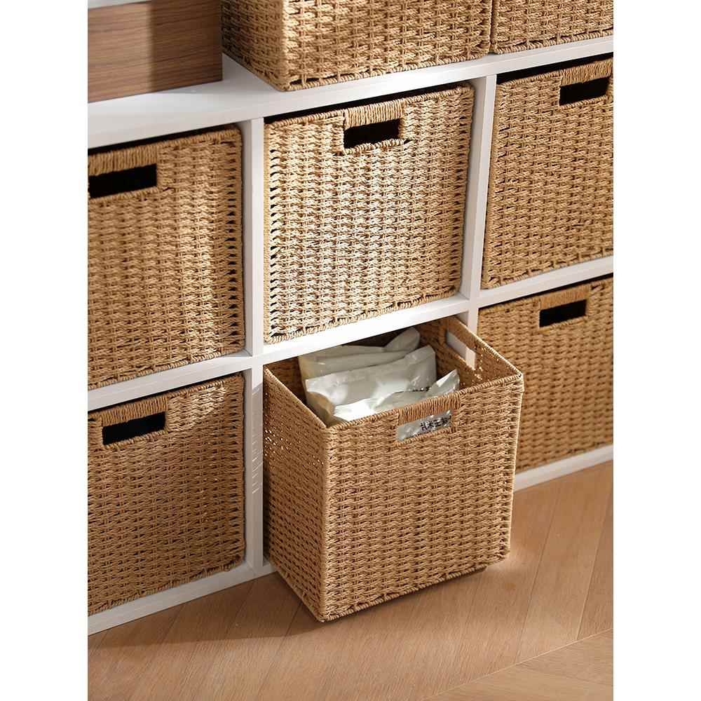 编织简约收纳盒抽屉式收纳篮编织收纳筐框玩具整理储物收纳箱定制