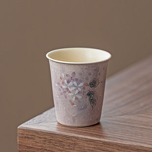 手绘绣球花陶瓷小可乐茶杯主人杯女士功夫茶具清新精致下午茶杯子