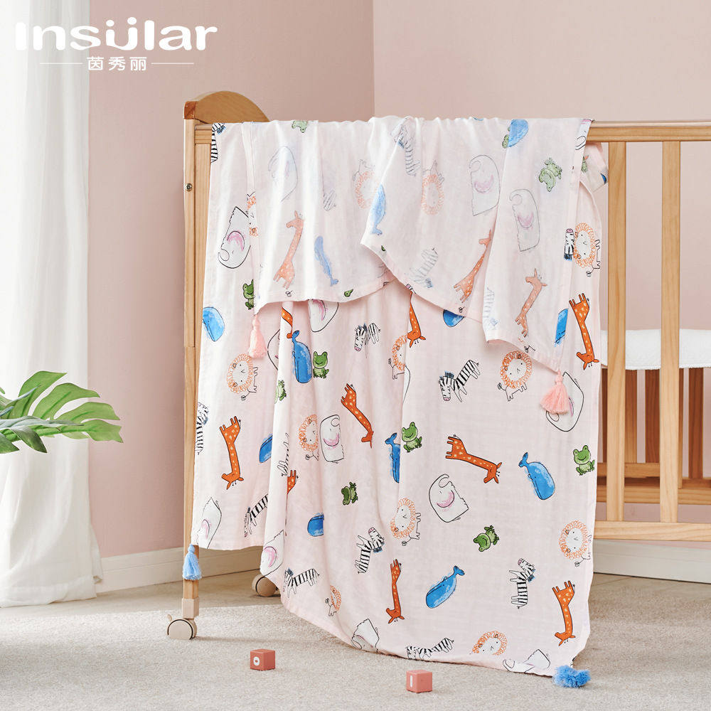 茵秀丽双层纱布竹棉婴儿盖毯新生儿襁褓巾浴巾新生儿流苏抱被跨境,婴童用品,婴童抱被/抱毯,淘宝优惠券,粉丝福利购,淘宝优惠卷