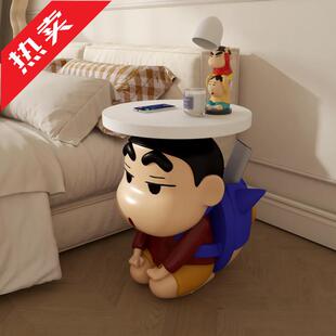 轻奢高级感客厅沙发可移动茶几边几小户型落地床头柜蜡笔小新摆件