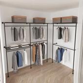 开 放式 金属挂衣架砌墙组合衣柜现代简约卧室储物间上墙衣帽间自