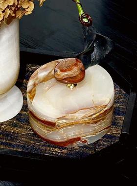 天然大理石玉石摆饰样板房样品屋展示中心客厅柜体装饰柜轻奢高档