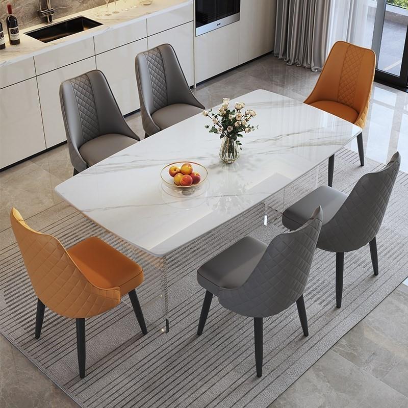 轻奢风岩板悬浮餐桌椅组合家用现代简约小户型客厅网红亚克力饭桌