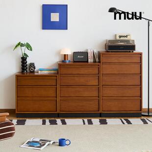 MUU实木三四五中古复古斗柜卧室靠墙储物柜客厅抽屉收纳柜置物柜