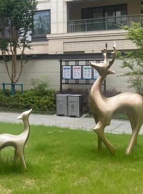 园林景观小品梅花鹿抽象玻璃钢鹿户外园林麋鹿雕塑商场美陈装饰品