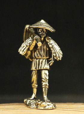 创意稻草人农夫耕耘摆件家居客厅摆件农夫锄地铜雕工艺品装饰