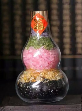东海节高批发葫芦水晶五色石五种碎石组合家居摆件天然玛瑙