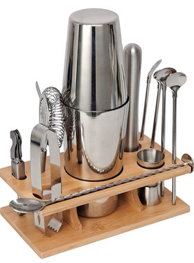 16件套调酒壶带收纳架雪克壶调酒器套装 酒吧调酒酒具波士顿日式