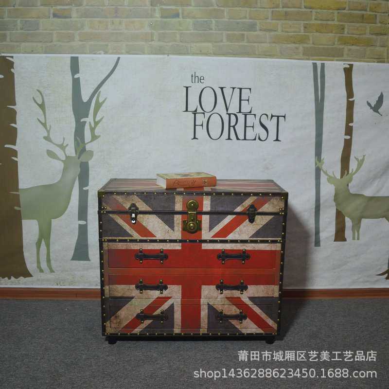 床头柜简欧卧室小户型床边做旧收纳储物柜子客厅简约沙发边柜角几