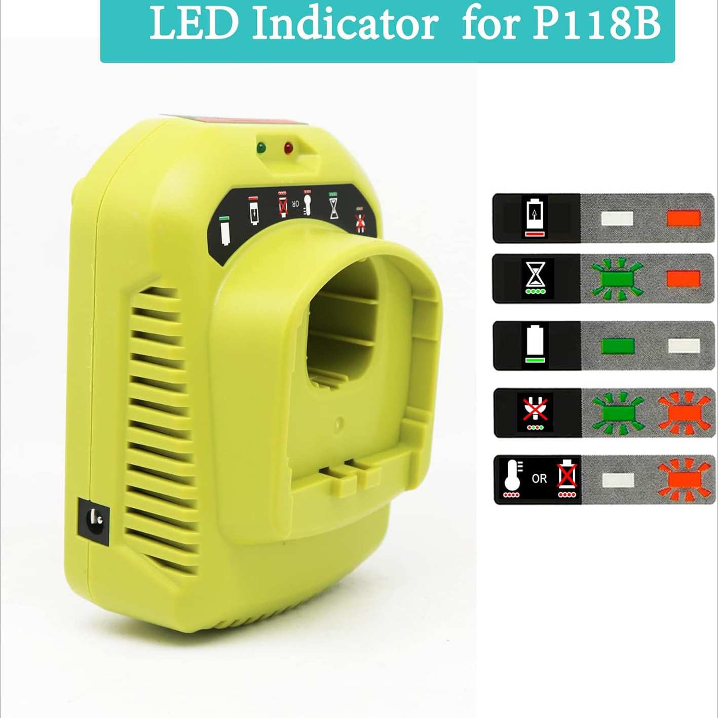 适用于利优比Ryboi 12V-18V电池充电器P108 P117 P118B 260051002