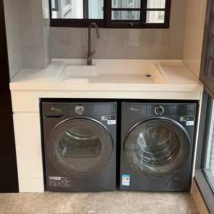 蜂窝铝洗衣柜双机位并排放洗烘一体柜洗衣池洗衣机柜阳台柜