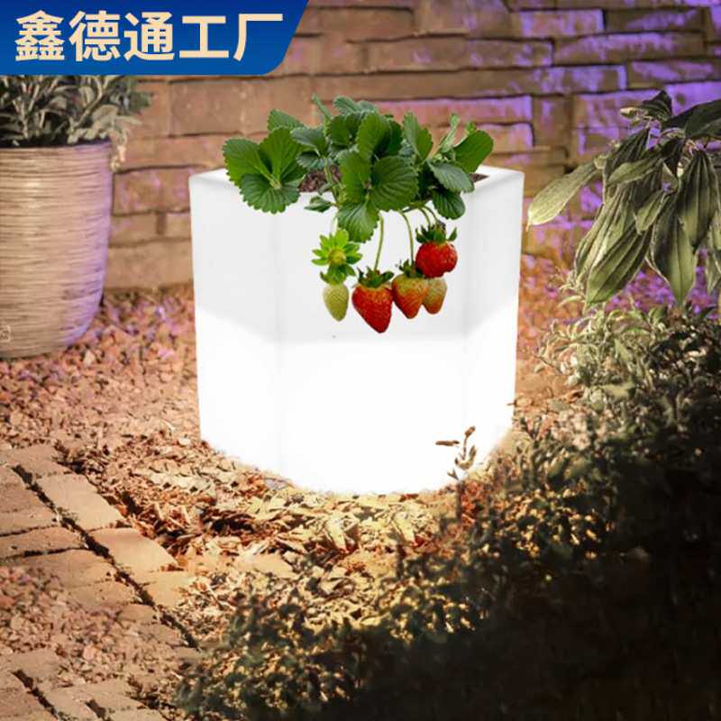 现代庭院灯菱形北欧花盆景超市美陈道具观灯方形绿植仿真高级感