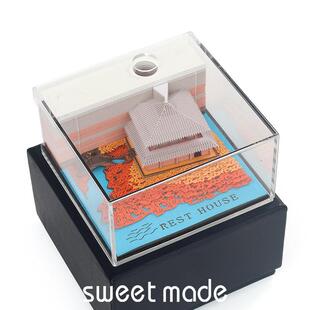 植树节3d立体便签本可撕便签纸纸雕模型建筑便签清水寺创意礼品