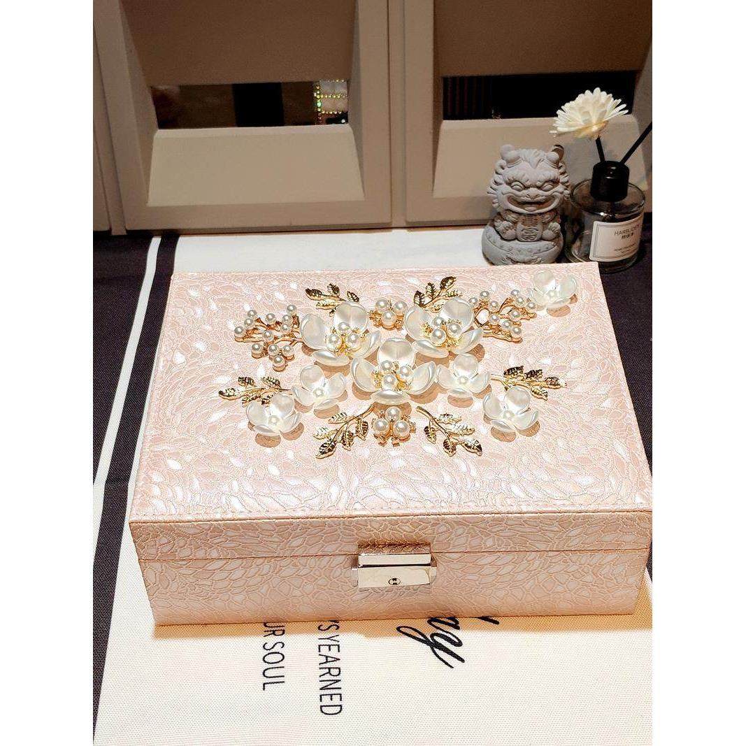 首饰盒国风双层带锁双层带锁首饰盒珠宝饰品首饰收纳盒美拉德粉色,收纳整理,首饰盒,淘宝优惠券,粉丝福利购,淘宝优惠卷