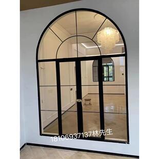 定制曲面玻璃窗双层窗室内窗型拱形隔断法式覆古门窗双层窗