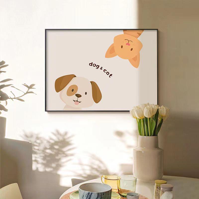 现代简约电表箱装饰画卡通ins可爱动物猫狗儿童房电闸箱遮挡挂画图片