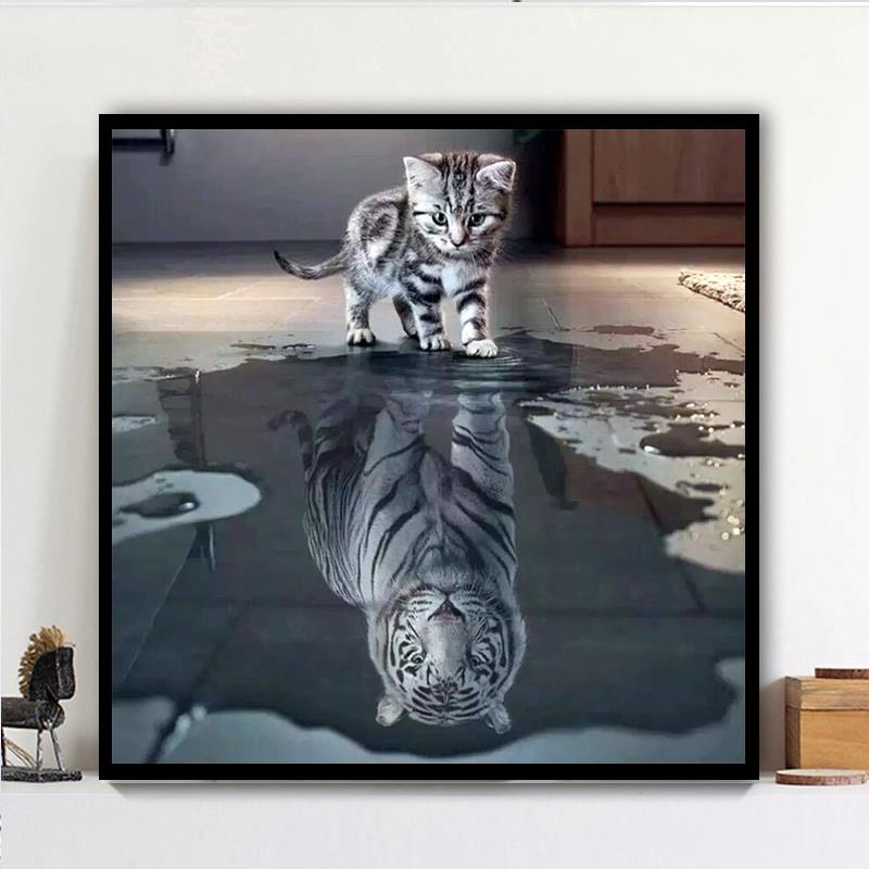 钻石画满钻新款2024卡通动物猫咪老虎5d点贴钻十字绣小幅客厅卧室