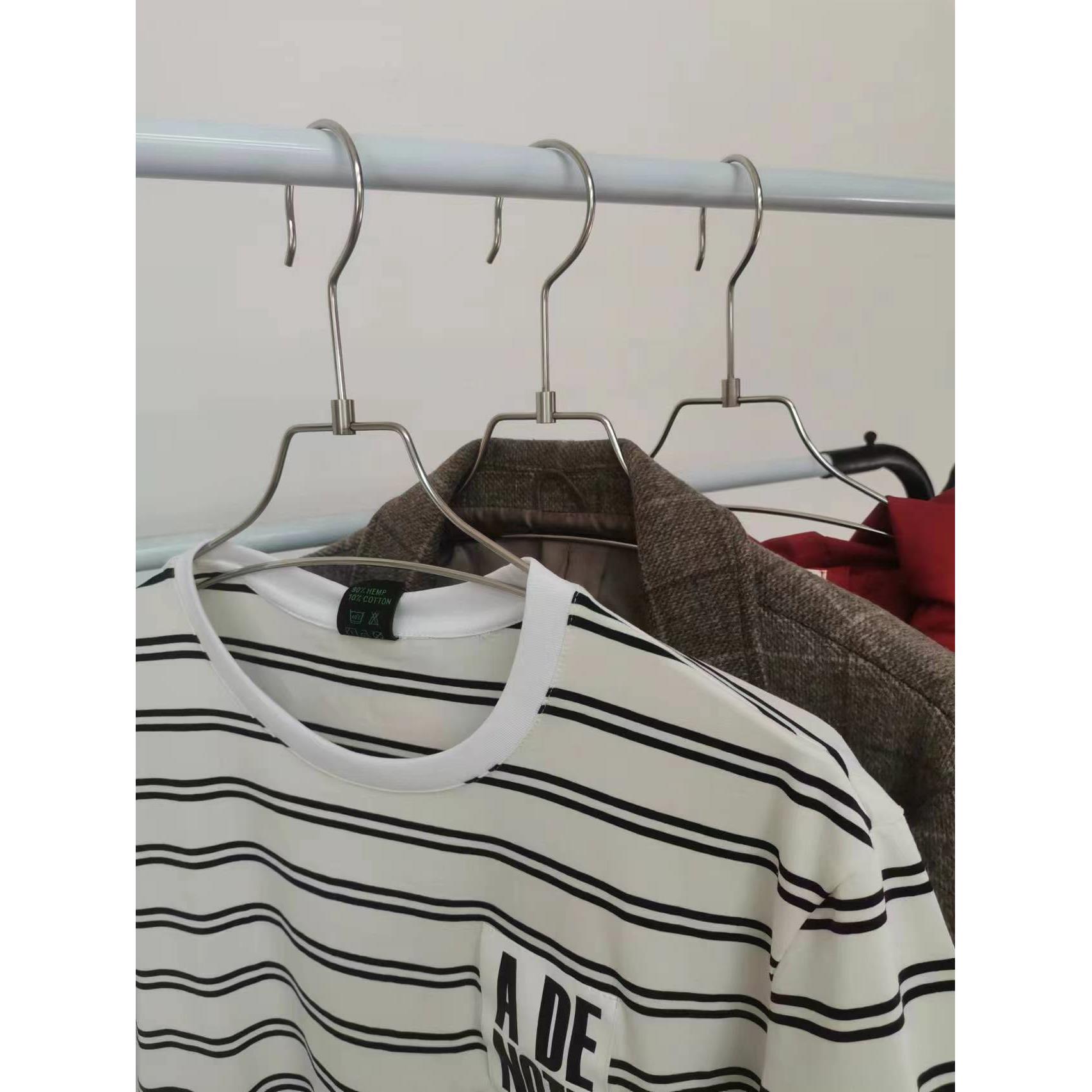 实心不锈钢衣架宽肩无痕衣架可旋转衣架挂钩家用晾衣服架子晒衣架