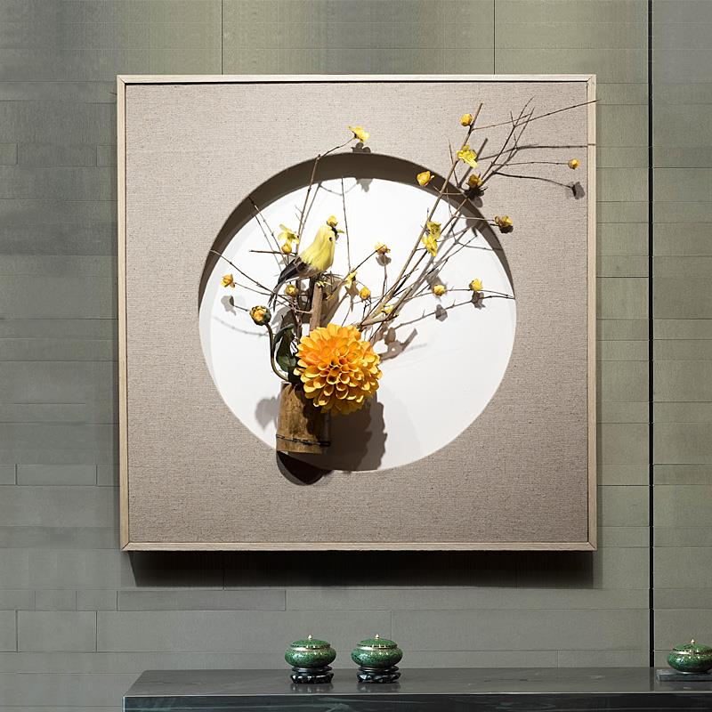新中式墙面装饰客厅件餐厅玄关墙上挂饰墙面壁挂立体干花挂画创意图片