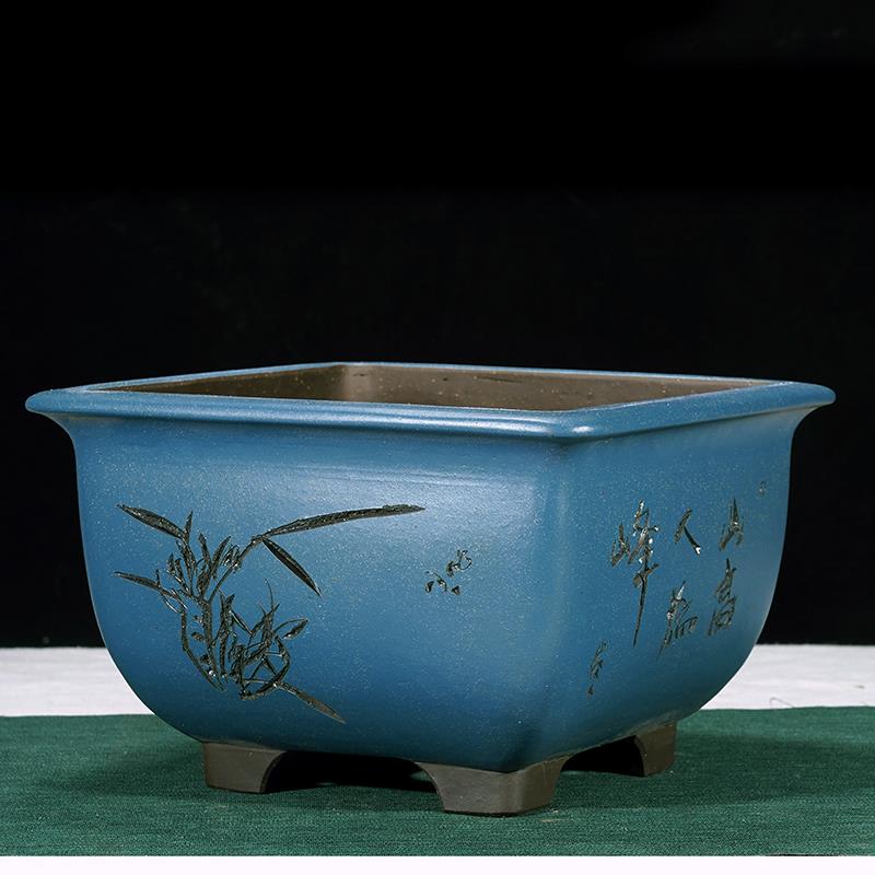 宜兴紫砂花盆花卉盆栽四方盆景绿植室内植物盆栽方形大号老桩花盆