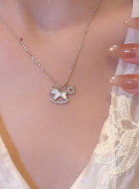 马年贝壳马上有钱锁骨链