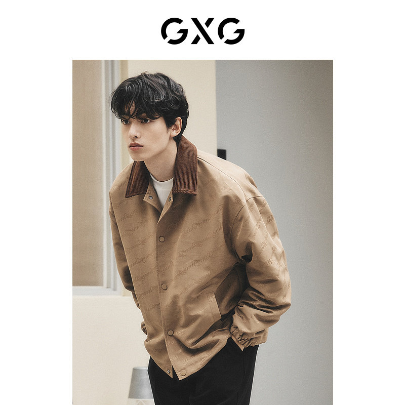 GXG男装满身提花翻领夹