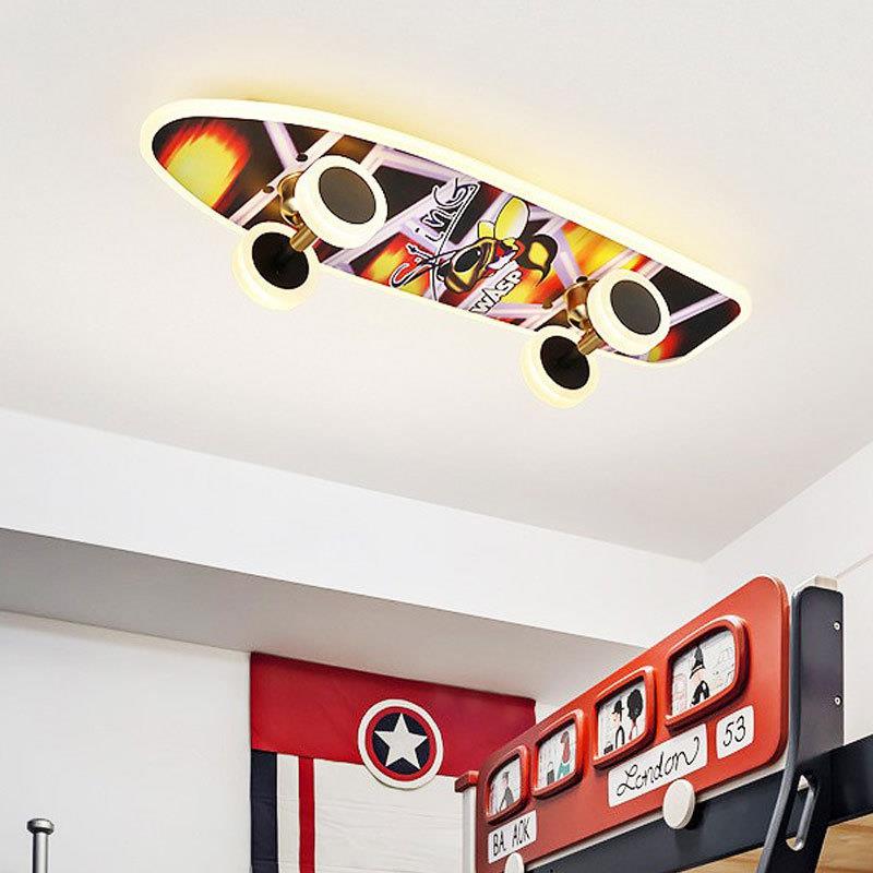 跨境儿童房卧室吸顶灯简约现代个性滑板车灯北欧家居创意