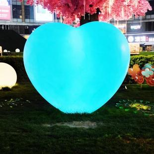 2米七彩爱心户外景观饰灯互动打卡节庆美陈装 扮心形造型拍照道具