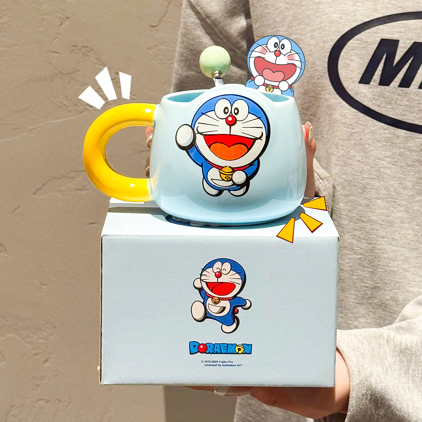 正版哆啦A梦马克杯陶瓷水杯家用