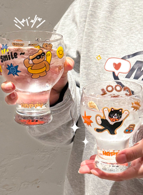 精酿啤酒杯可爱玻璃杯酒杯家用喝水杯子高颜值水杯咖啡杯果汁杯