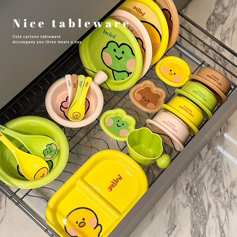 布朗熊碗盘套装家用2025新款可爱