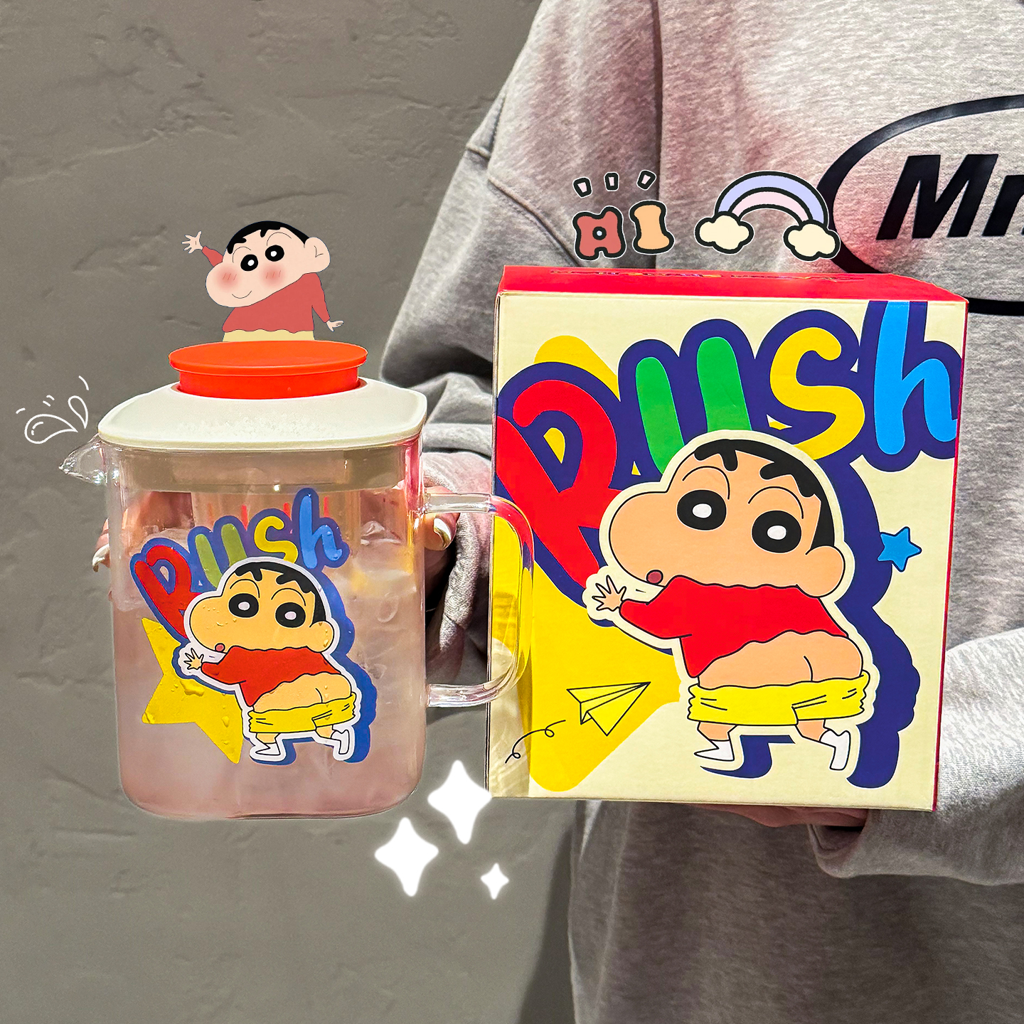 蜡笔小新玻璃冷水壶水杯套装