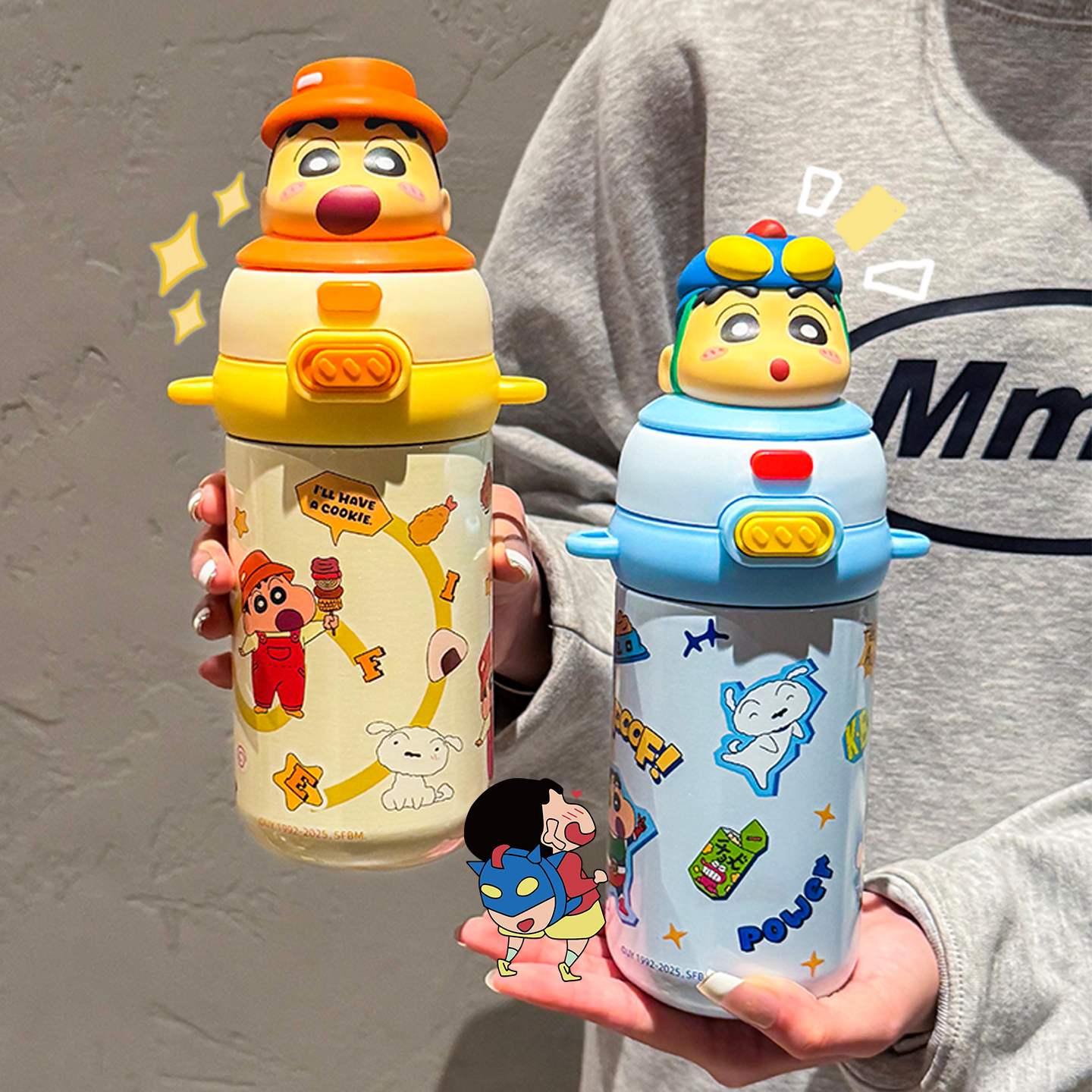 蜡笔小新联名保温杯316吸管水杯